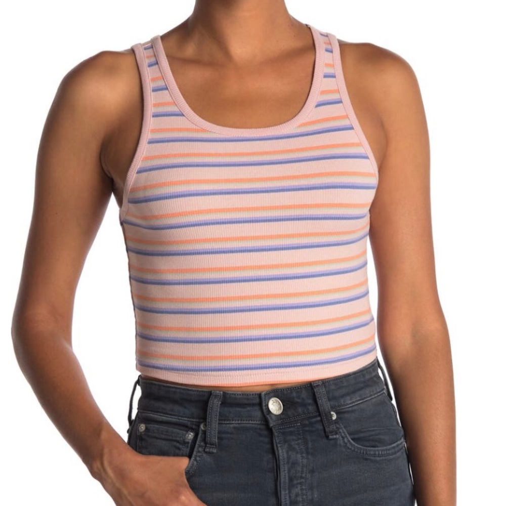 Abound Stripe Ribbed Knit Crop Tank Top